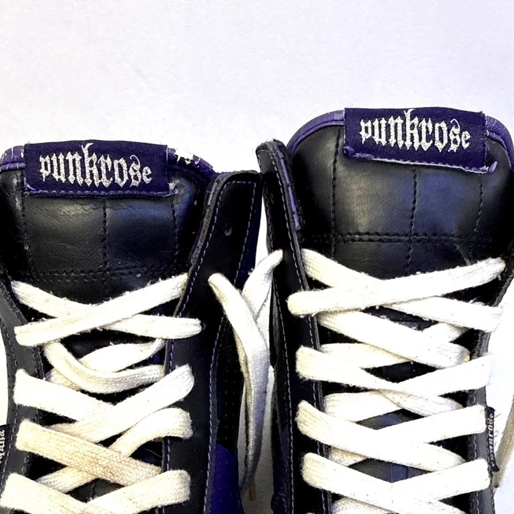 Punkrose SN 73183 Black Purple Lightning Bolt Leather High Top Sneakers Mens 9